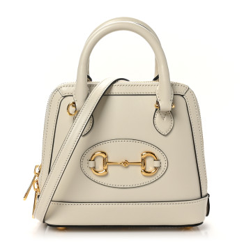 GUCCI Boarded Plutone Calfskin Mini Horsebit 1955 Top Handle Bag Mystic White