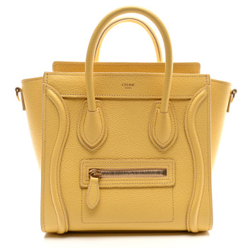 CELINE Drummed Calfskin Nano Luggage Pollen