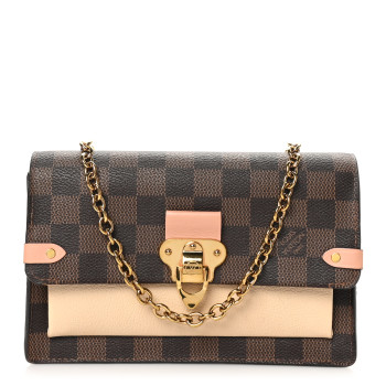 LOUIS VUITTON Damier Ebene Vavin Chain Wallet Creme