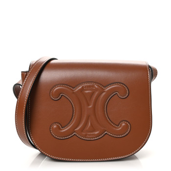 CELINE Smooth Calfskin Cuir Triomphe Folco Crossbody Bag Tan