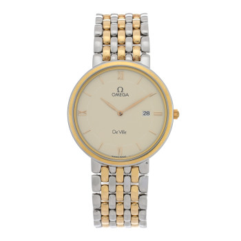 OMEGA Stainless Steel 18K Yellow Gold 32mm De Ville Quartz Watch Champagne 796.2379