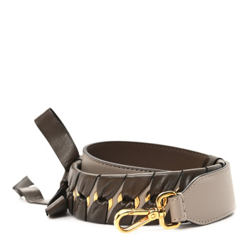 FENDI Calfskin Shiny Nappa Lace Up Bow Strap You Brown
