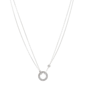 CARTIER 18K White Gold 2 Diamond LOVE Necklace