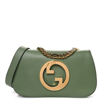 GUCCI Roxy Calfskin Blondie Chain Shoulder Flap Bag Salamander Green