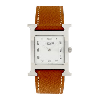HERMES Stainless Steel Epsom 26mm Heure H Hour Quartz Watch  Gold