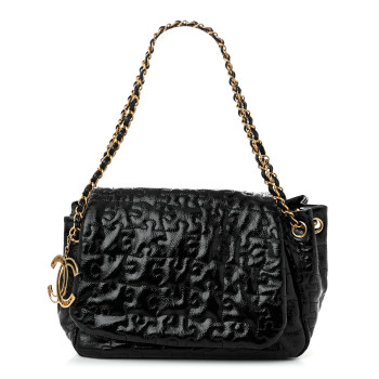 CHANEL Patent Puzzle Accordion Flap Bag Black