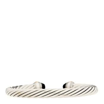 DAVID YURMAN Sterling Silver 14K Yellow Gold Black Onyx 7mm Cable Classics Bracelet