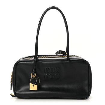MIU MIU Calfskin Softy Medium Beau Top Handle Bag Black