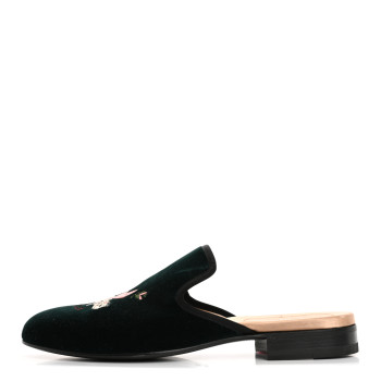 GUCCI Velluto Marmara Mens Flying Pigs Mules 9 Verde Black
