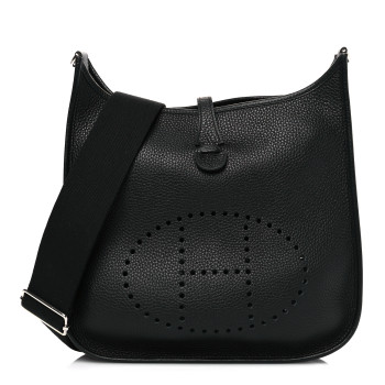 HERMES Taurillon Clemence Evelyne III PM Black