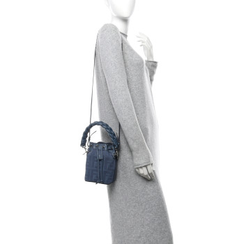 FENDI Canvas Vitello Grace F is Fendi FF Embroidered Mini Mon Tresor Bucket Bag Mirto