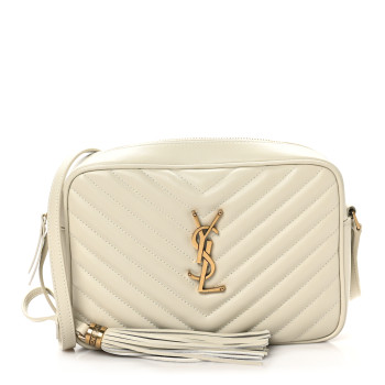 SAINT LAURENT Calfskin Matelasse Monogram Lou Camera Bag Blanc Vintage