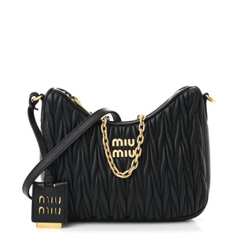MIU MIU Nappa Matelasse Shoulder Bag Black