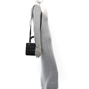 CHRISTIAN DIOR Lambskin Cannage Small My ABCDior Lady Dior Black