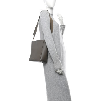 CELINE Soft Grained Calfskin Small Sangle Bucket Bag Taupe