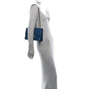 CHANEL Sheepskin Quilted Beauty Lock Flap Blue