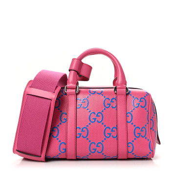 GUCCI Calfskin GG Tennis Bi-Color Embossed Mini Duffle Bag Modern Fucsia Modern Blue