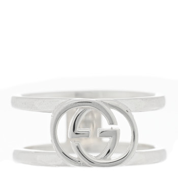 GUCCI Sterling Silver 9mm Interlocking G Open Band Ring 57 8