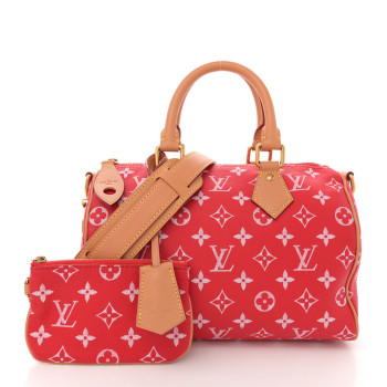 LOUIS VUITTON Soft Calfskin Monogram Speedy P9 Bandouliere 25 Red