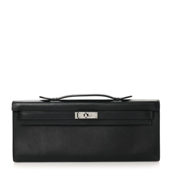 HERMES Swift Kelly Cut Clutch Pochette Black