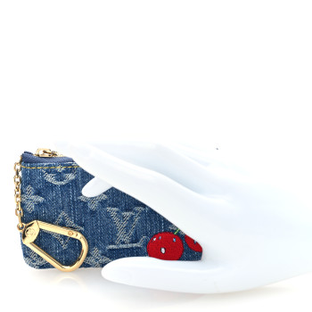 LOUIS VUITTON LV X TM Monogram Denim Cerises Key Pouch Blue