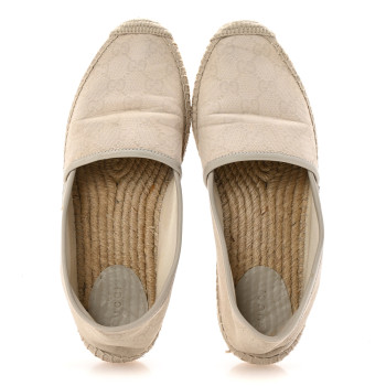 GUCCI Washed Cotton Miro Soft Calfskin GG Monogram Espadrilles 39 White Mystic White