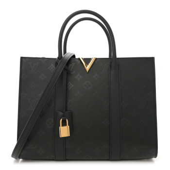LOUIS VUITTON Monogram Cuir Plume Very Tote MM Black