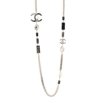 CHANEL Ruthenium Crystal CC Chain Necklace CHANEL Ruthenium Crystal CC Chain Necklace