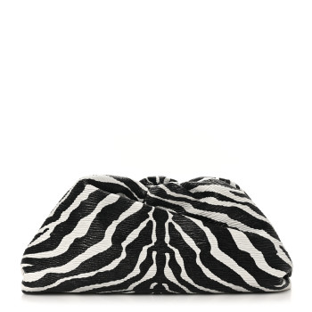 BOTTEGA VENETA Nappa Zebra Print The Pouch Oversized Clutch White Black