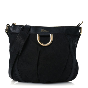 GUCCI Monogram Small D Gold Ring Messenger Black