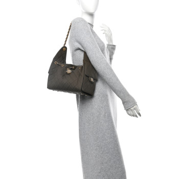 CHANEL Canvas Quilted Small Chanel 25 Handbag Khaki