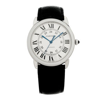 CARTIER Stainless Steel Calfskin 36mm Ronde Solo Automatic Watch