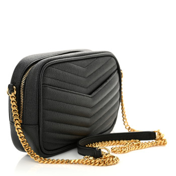 SAINT LAURENT Grain De Poudre Matelasse Monogram Mini Lou Camera Bag Black