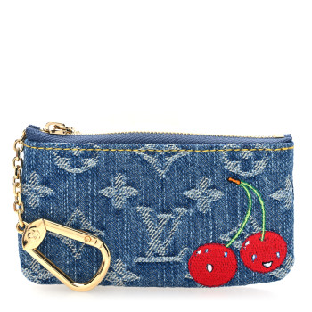 LOUIS VUITTON LV X TM Monogram Denim Cerises Key Pouch Blue