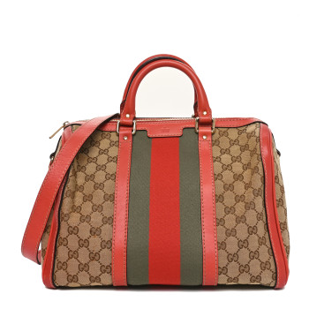 GUCCI Monogram Vintage Web Medium Boston Pink