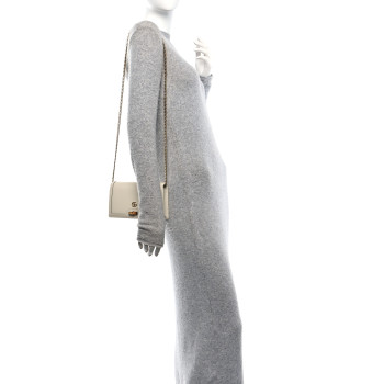 GUCCI Textured Dollar Calfskin Mini Diana Chain Bag White