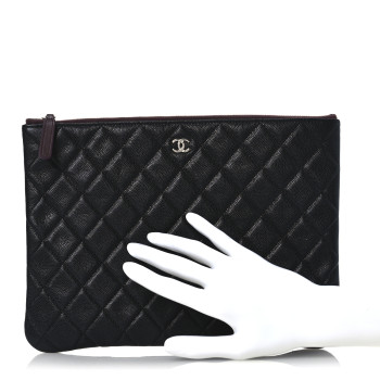 CHANEL Caviar Quilted Medium Cosmetic Case Black