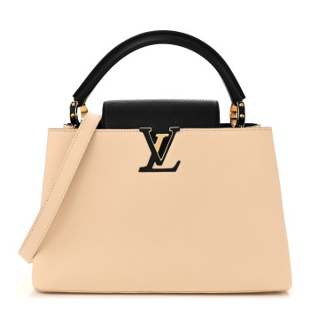 LOUIS VUITTON Taurillon Capucines PM Creme  Black