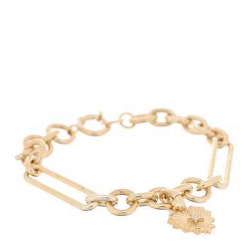 FOUNDRAE 18K Yellow Gold Diamond Pave Star Heart Miniature Medallion Medium Mixed Midsize Clip Bracelet