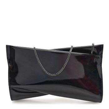 CHRISTIAN LOUBOUTIN Patent Psychic Loubitwist Clutch Black