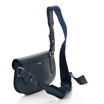 CHRISTIAN DIOR Grained Calfskin Saddle Pouch Blue