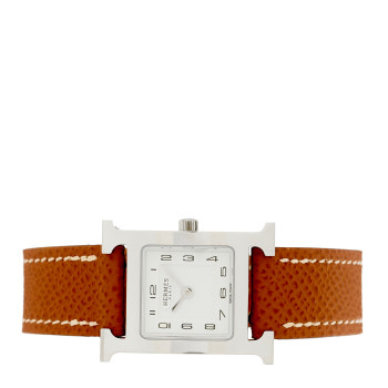 HERMES Stainless Steel Epsom 21mm Heure H Hour Quartz Watch Gold
