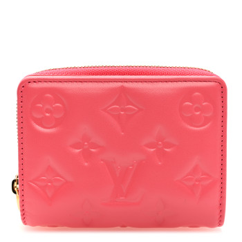 LOUIS VUITTON Lambskin Embossed Monogram Lou Coussin Wallet Pink