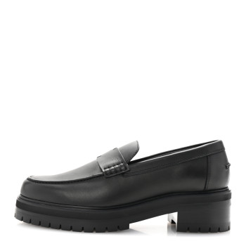 HERMES Calfskin Ivy Loafer 38 Black