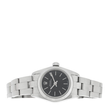 ROLEX Stainless Steel 24mm Oyster Perpetual Watch Black 76080