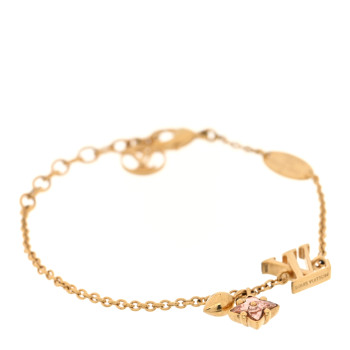 LOUIS VUITTON Metal Crystal Loulougram Bracelet Gold