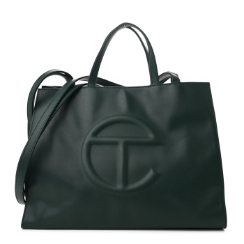 TELFAR Vegan Leather Medium Shopping Bag Dark Olive