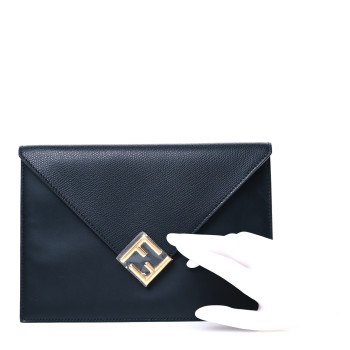 FENDI Vitello King Cruise FF Diamonds Flat Envelope Pouch Black
