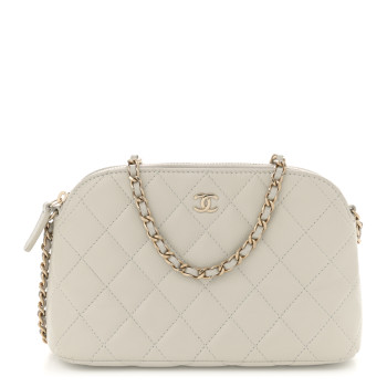 CHANEL Caviar Quilted Classic Clutch With Chain Light Grey