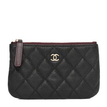 CHANEL Caviar Quilted Small Cosmetic Case Black